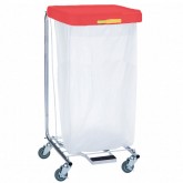Single Medium Duty Hamper with Foot Pedal - Red Lid, 35 inch tall